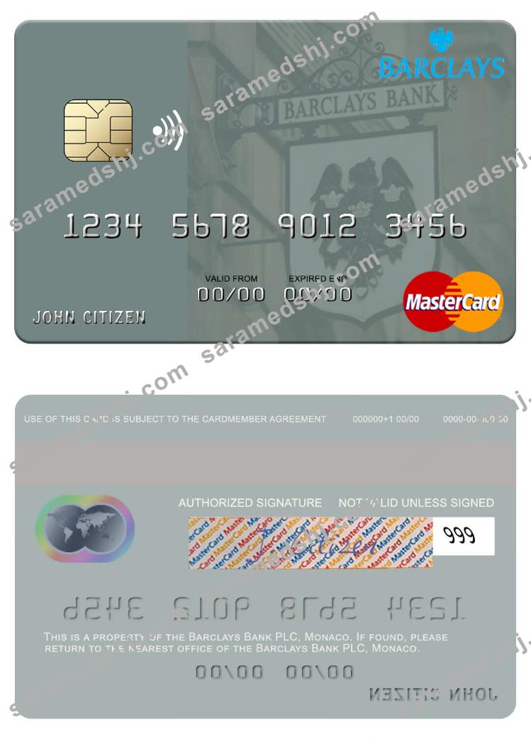 Monaco Barclays Bank PLC mastercard